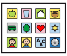 Auf dem Bild ist eine Kommunikationstafel. Bild: METACOM-SYMBOLE © Annette Kitzinger